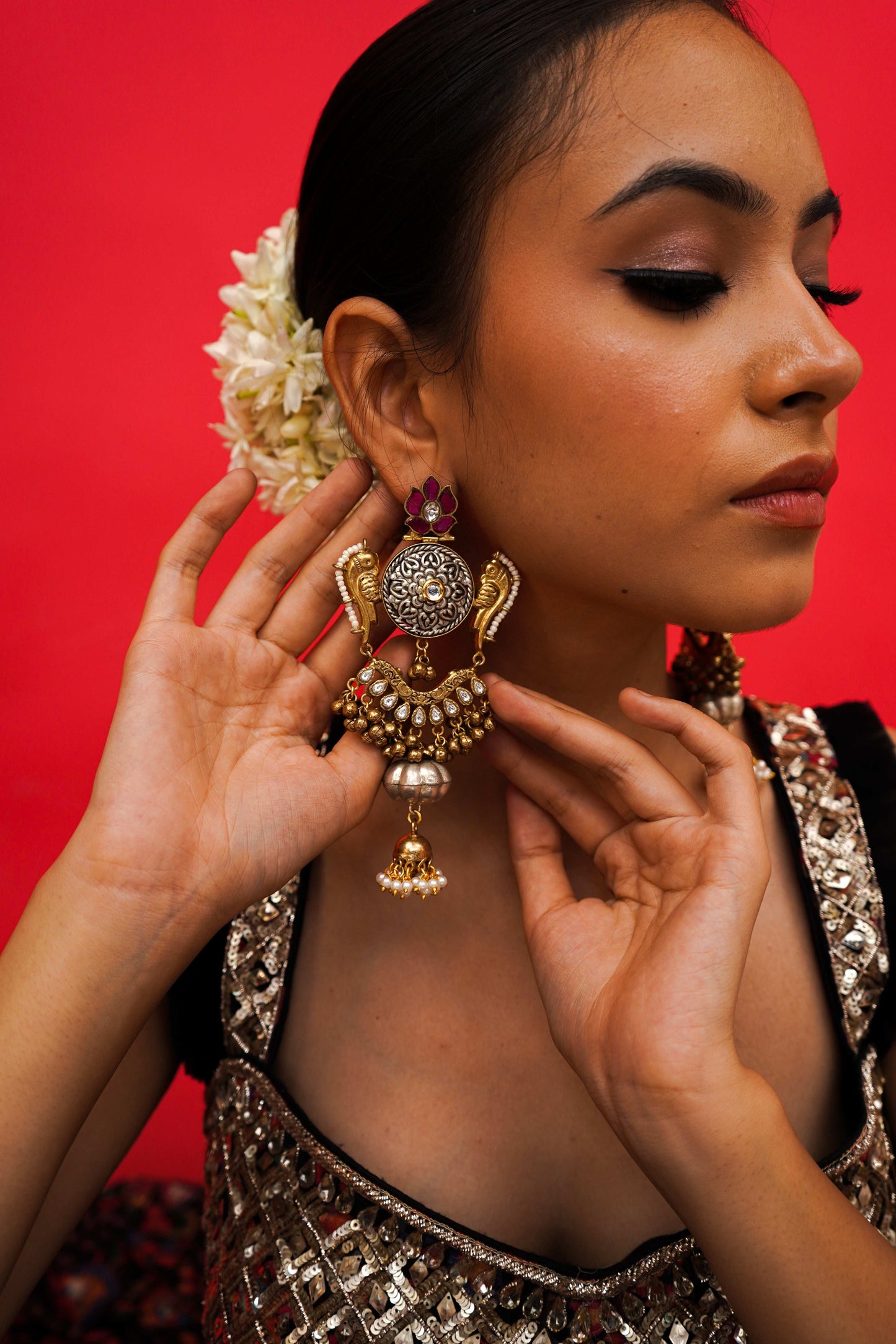 Zeenaz Multicolor Jadau Earrings - Pirohee by parul sharma