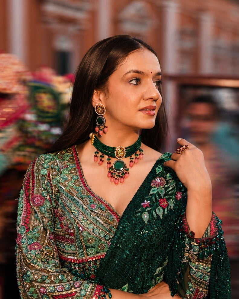 Jharokha Meenakari Jewel Set
