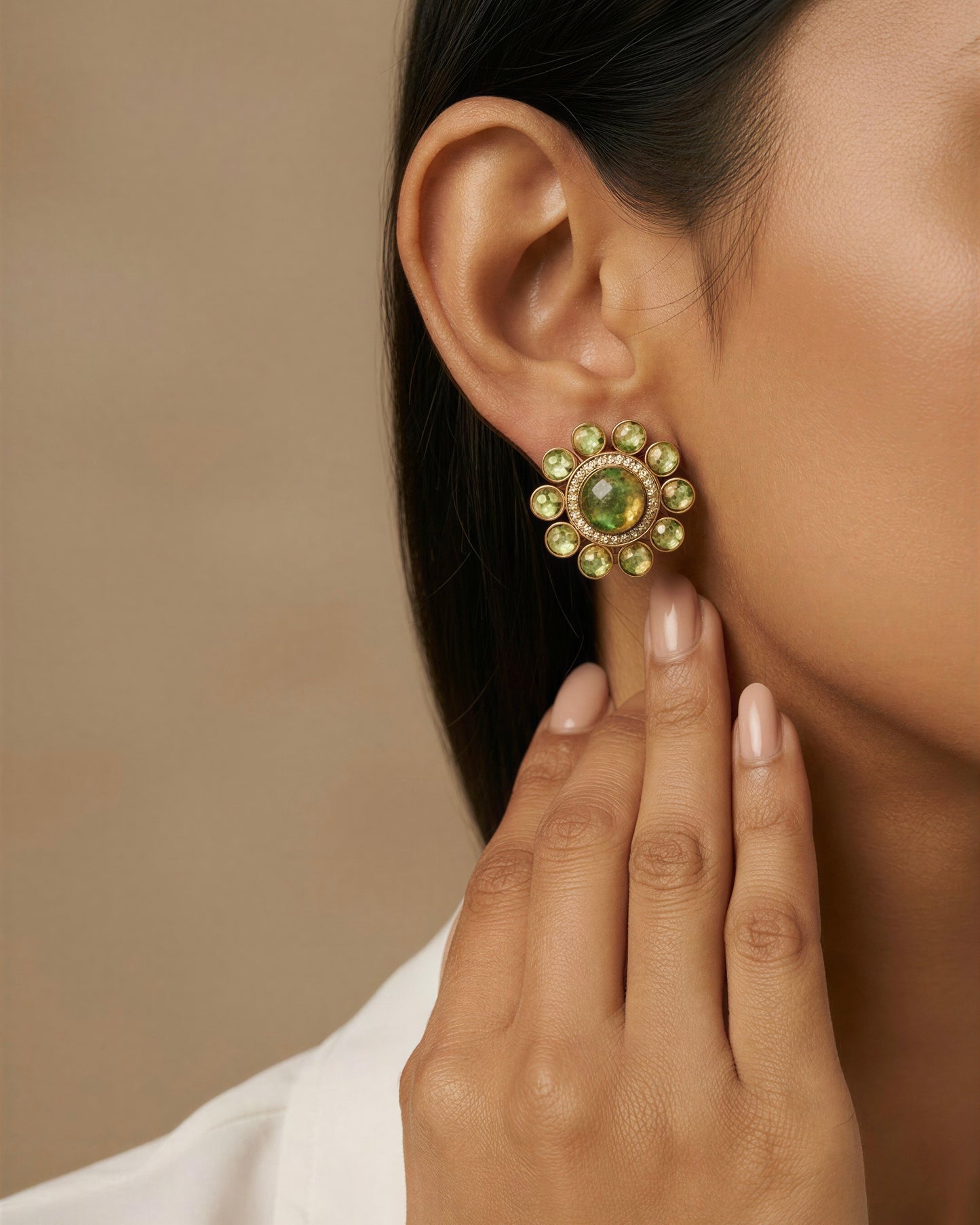 Lily Green Stud Style Earrings