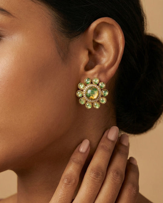 Lily Green Stud Style Earrings