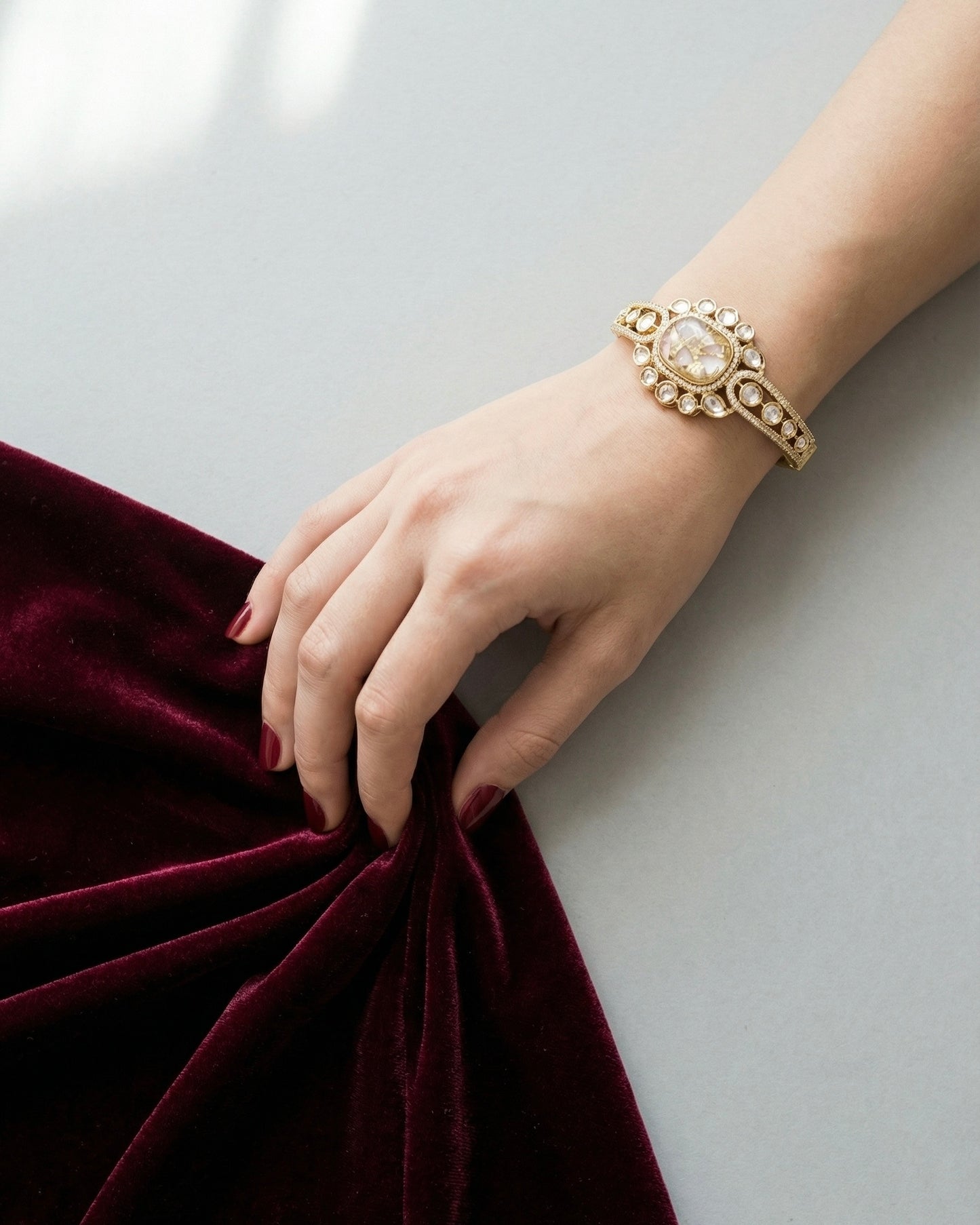 Regal Pink Petals Adjustable Handcuff/ Bracelet