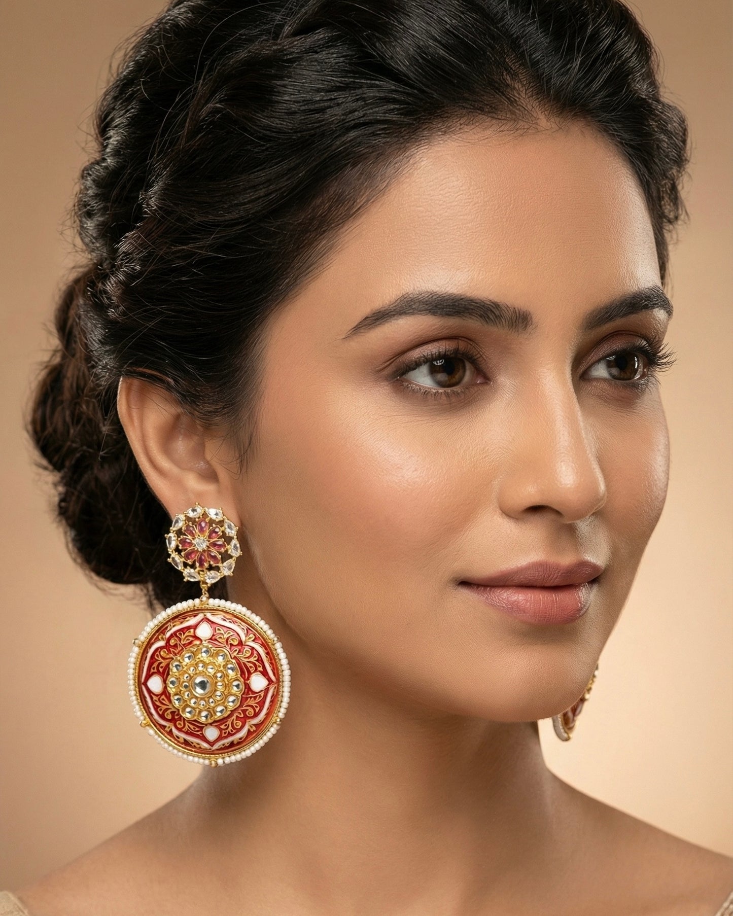 Iraaya Red Meenakari Earrings