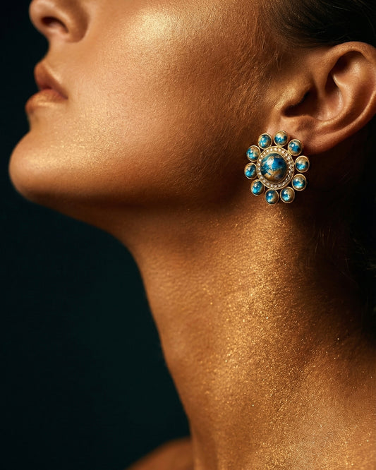 Lily Blue Stud Style Earrings