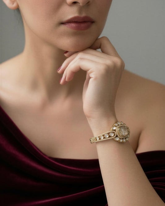 Regal Pink Petals Adjustable Handcuff/ Bracelet