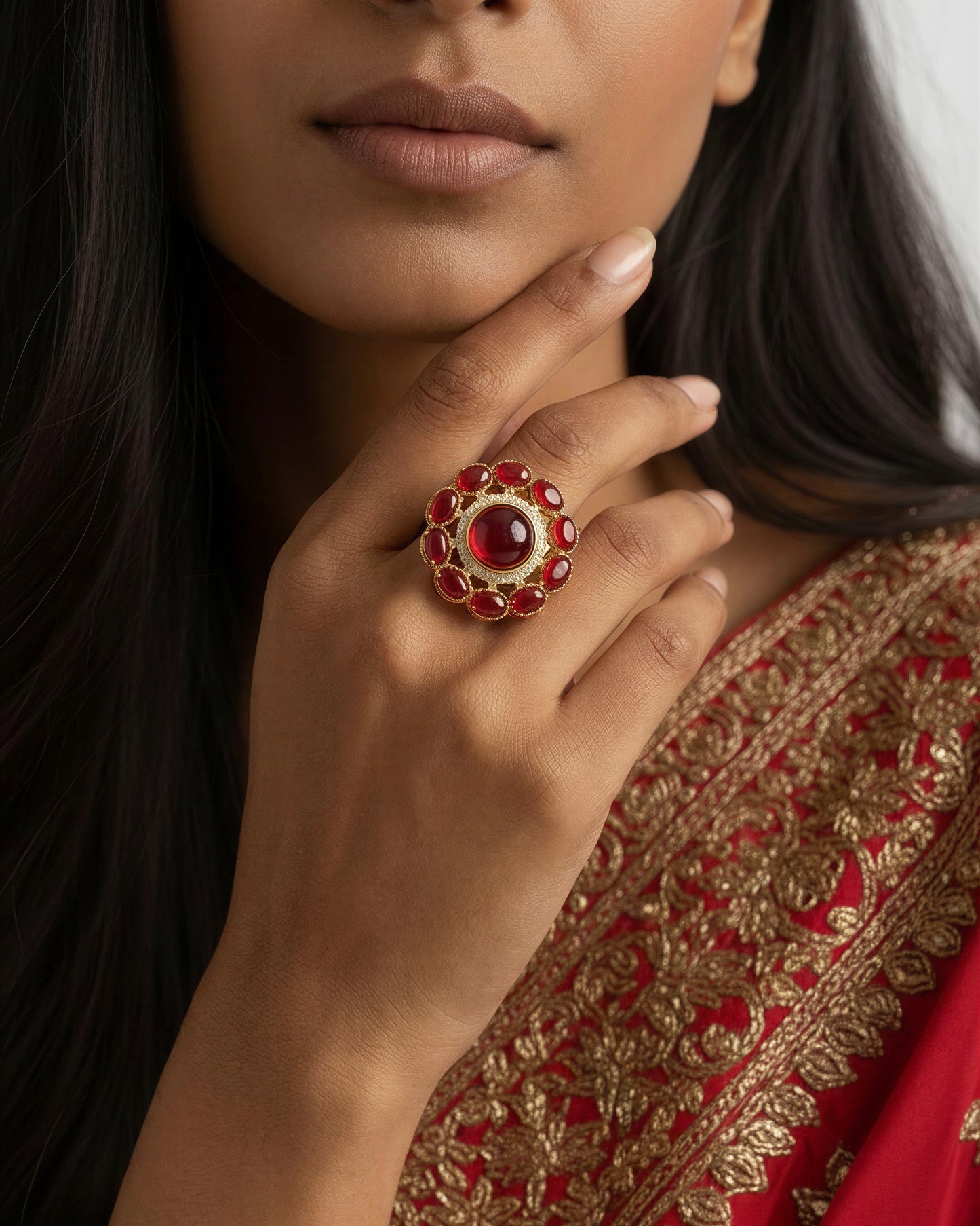 Shama Red Adjustable ring