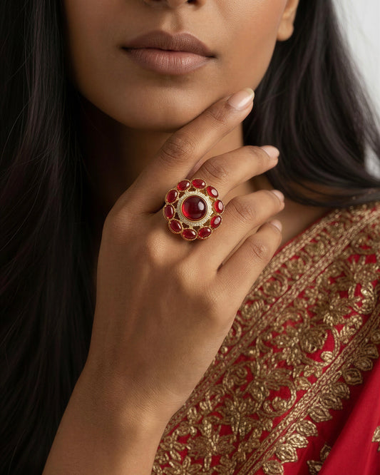 Shama Red Adjustable ring