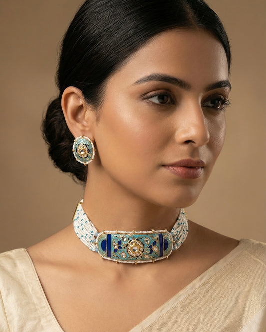 Iqra Turquoise Meenakari
Choker Set