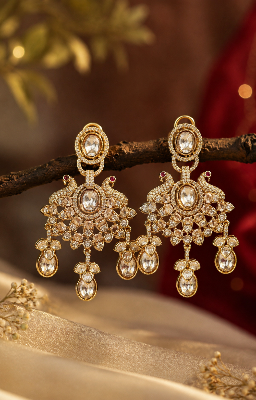 Polki Chand Sitara Earrings