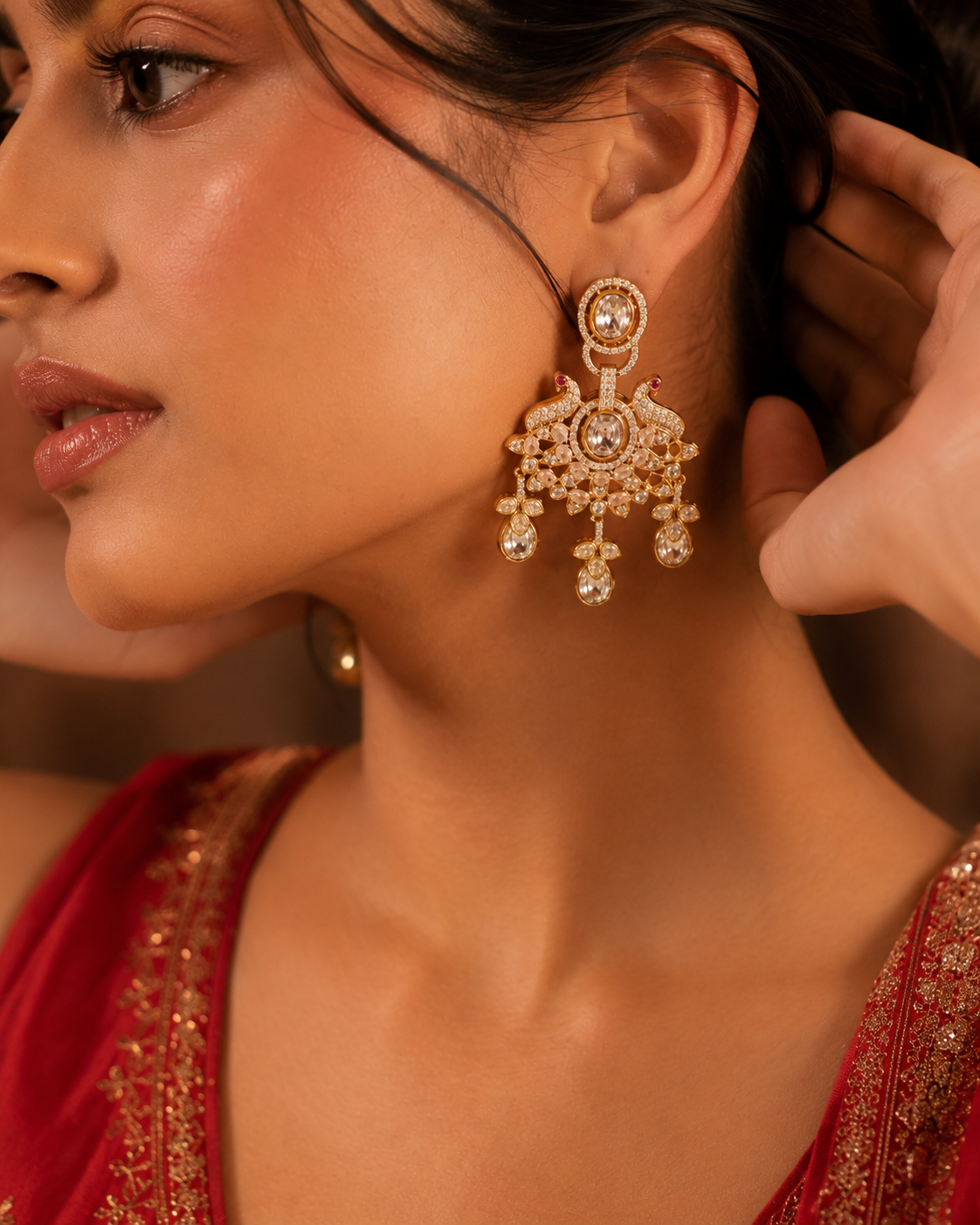 Polki Chand Sitara Earrings
