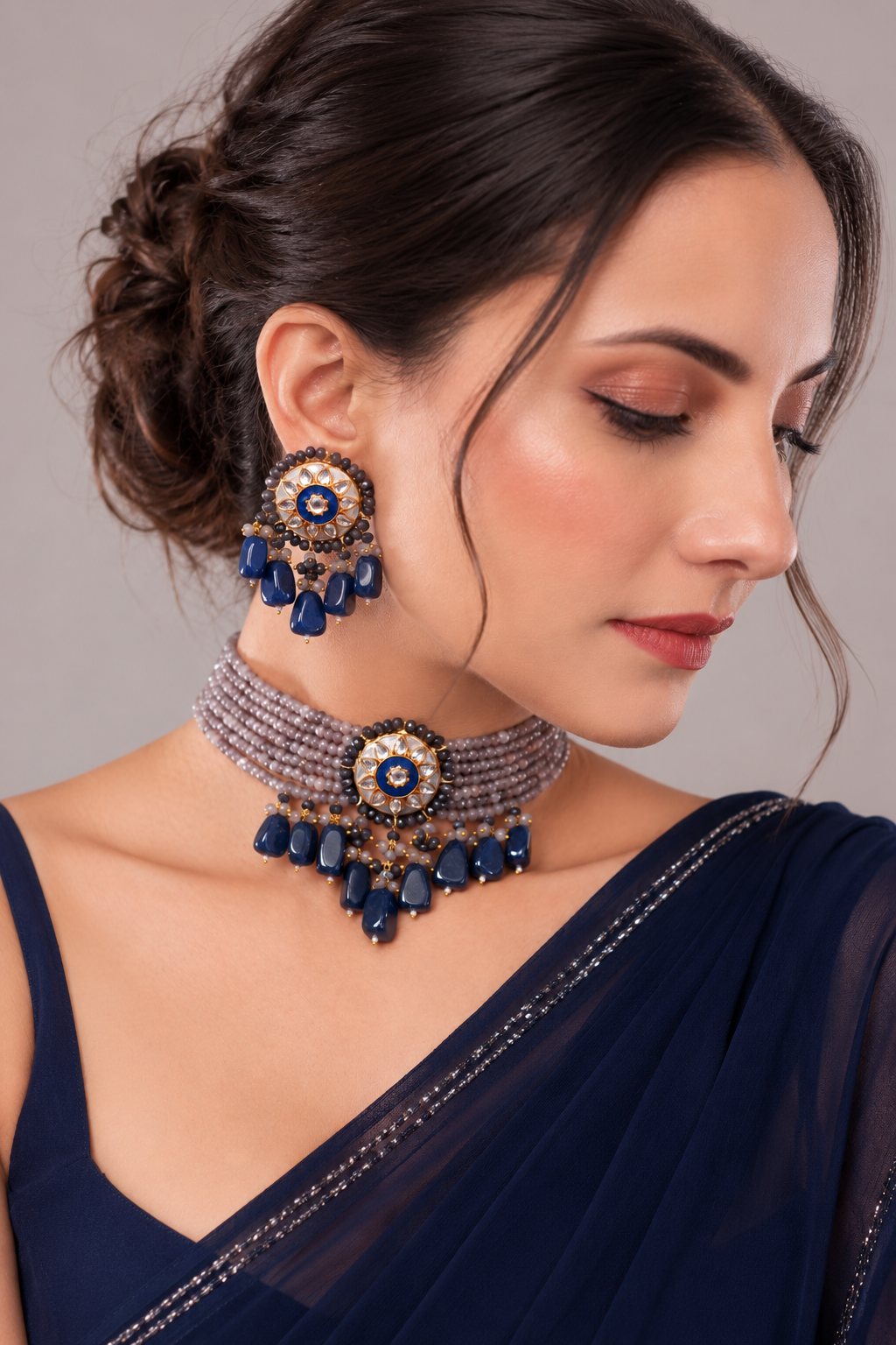 Velvet Moon Grey Choker Set