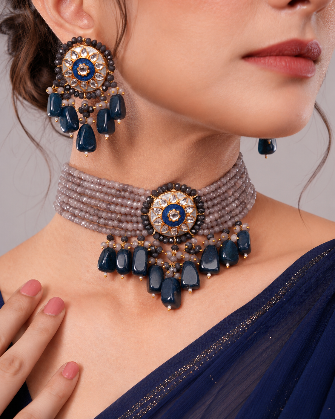 Velvet Moon Grey Choker Set