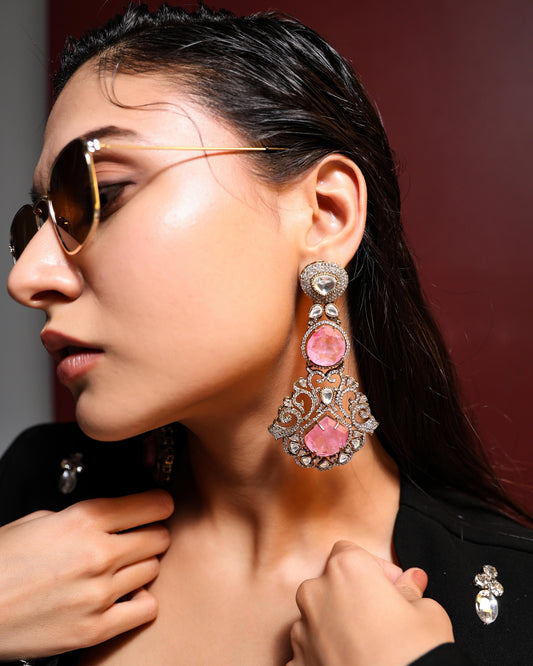 Diamanté Pink Earrings