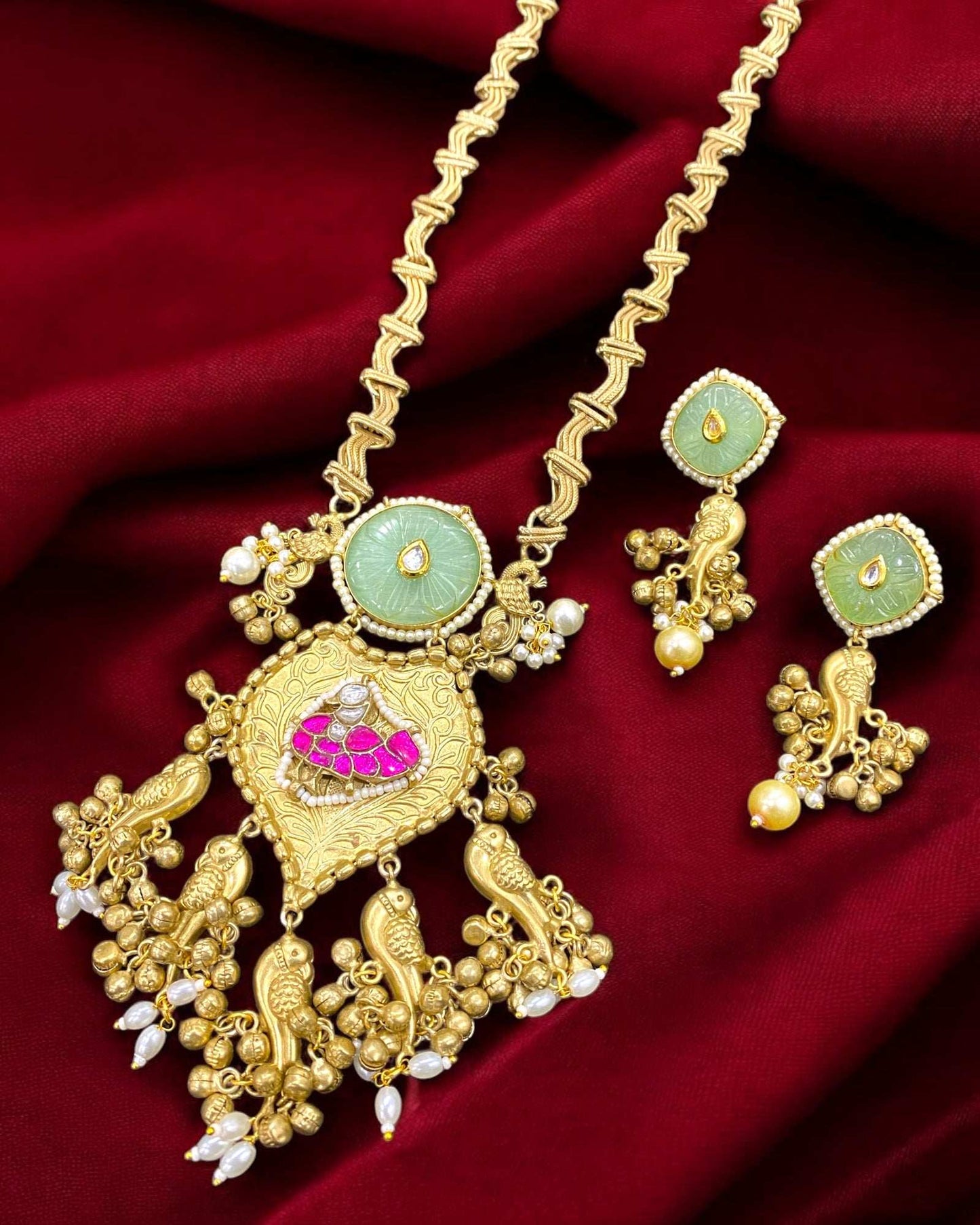 Raasha Multicolour Gold Plated Jadau Kundan Necklace Set - Pirohee by parul sharma