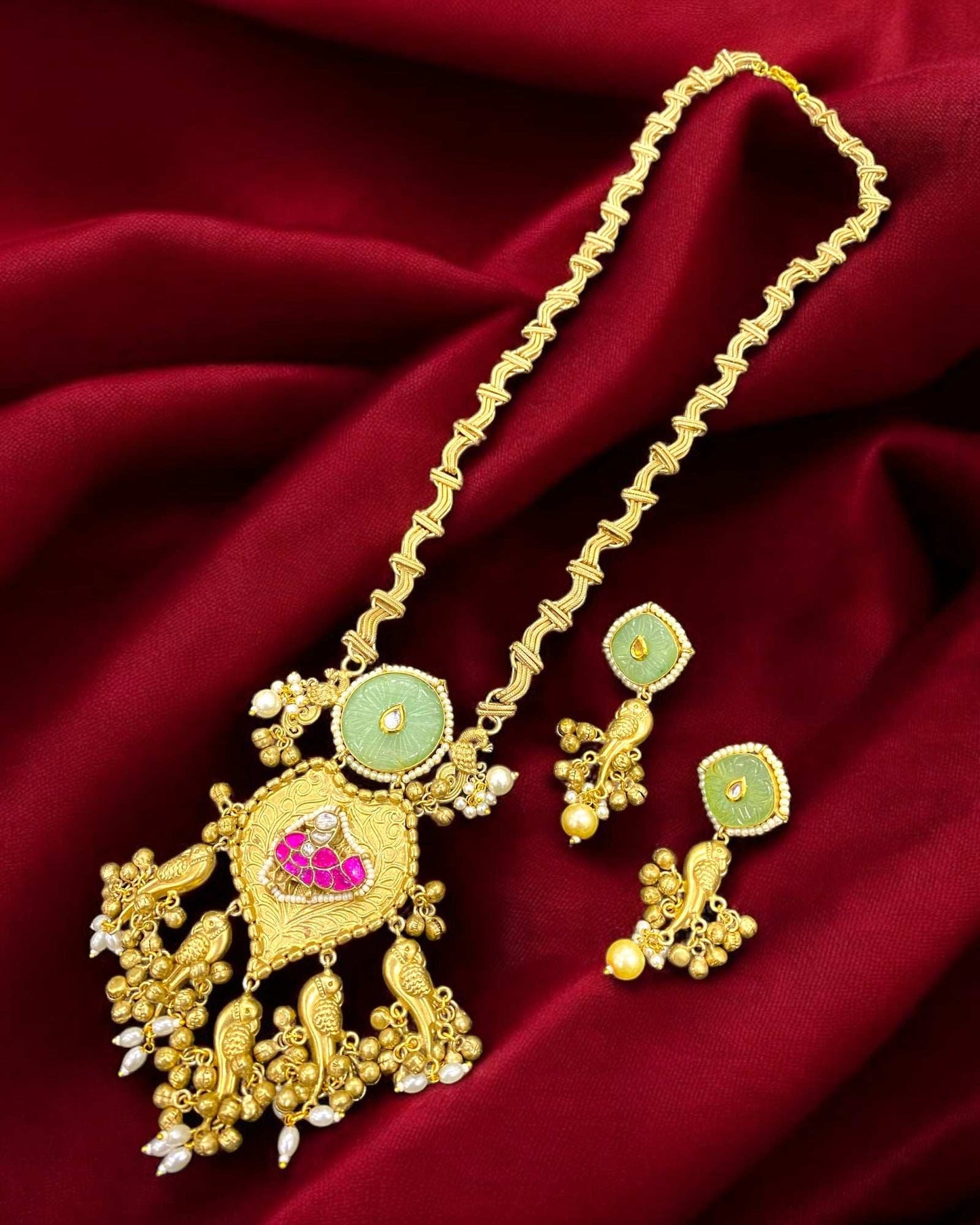 Raasha Multicolour Gold Plated Jadau Kundan Necklace Set - Pirohee by parul sharma
