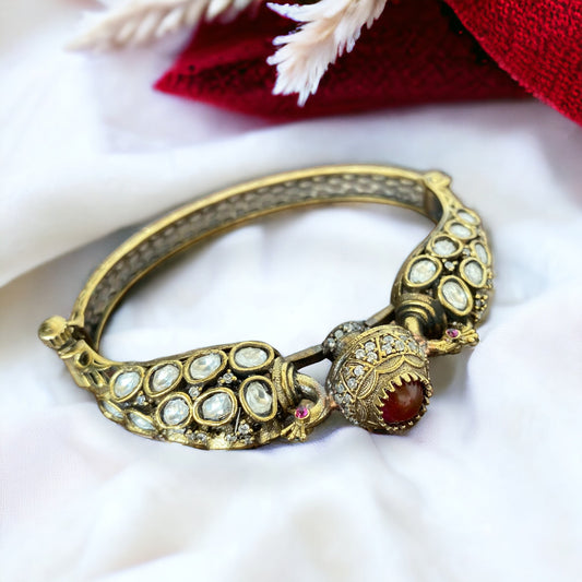 Aaina Antique Gold Finish Red Bangle - Pirohee by parul sharma