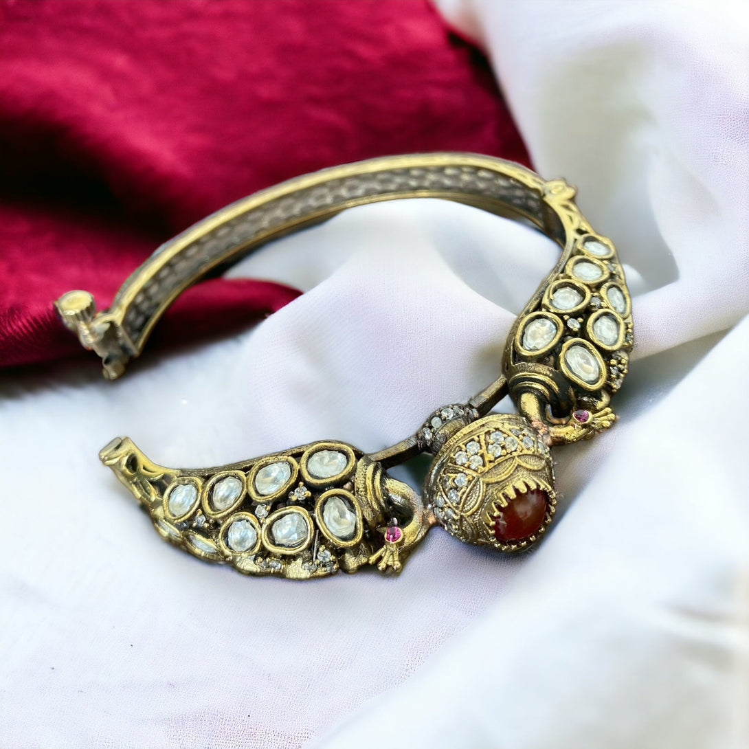 Aaina Antique Gold Finish Red Bangle - Pirohee by parul sharma