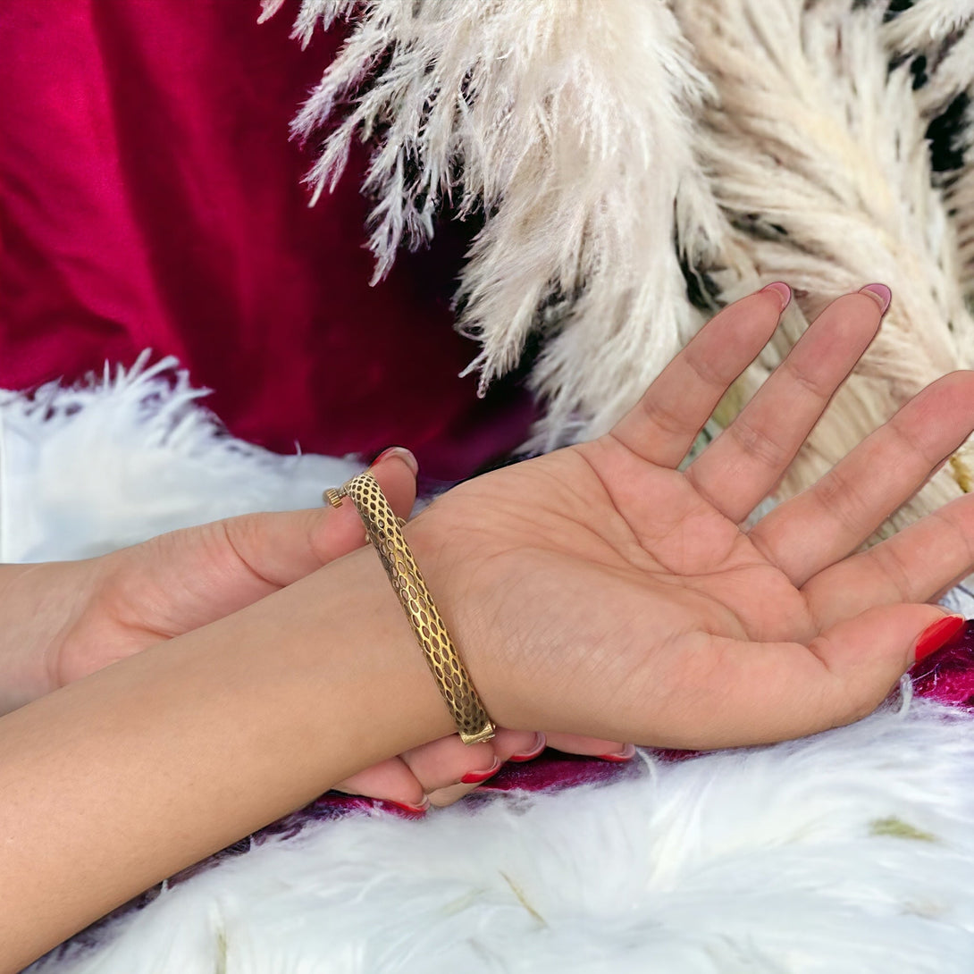 Aaina Antique Gold Finish Red Bangle - Pirohee by parul sharma