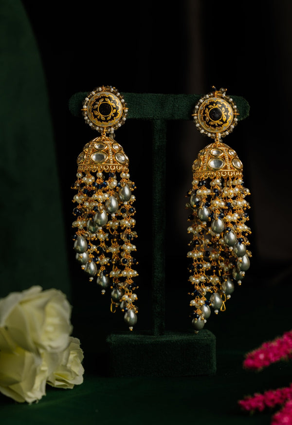 Aayat Black Polki Jhumkas - Pirohee by parul sharma