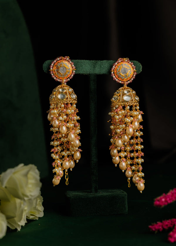 Aayat Coral Polki Jhumkas - Pirohee by parul sharma