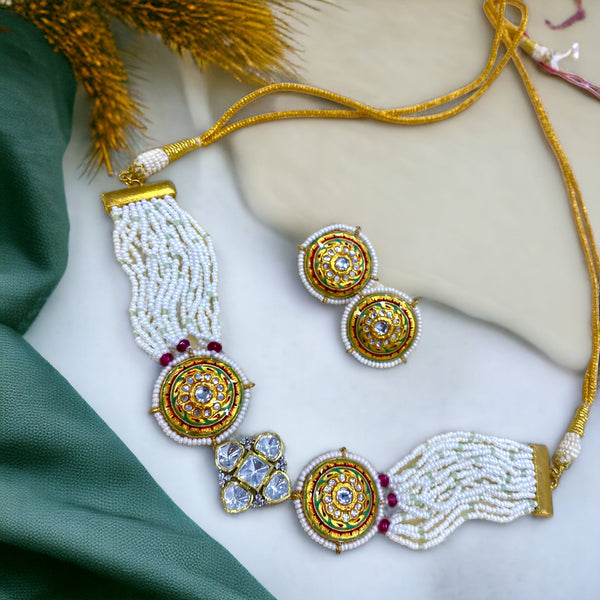 Alina Aquamarine Fusion Necklace Set - Pirohee by parul sharma