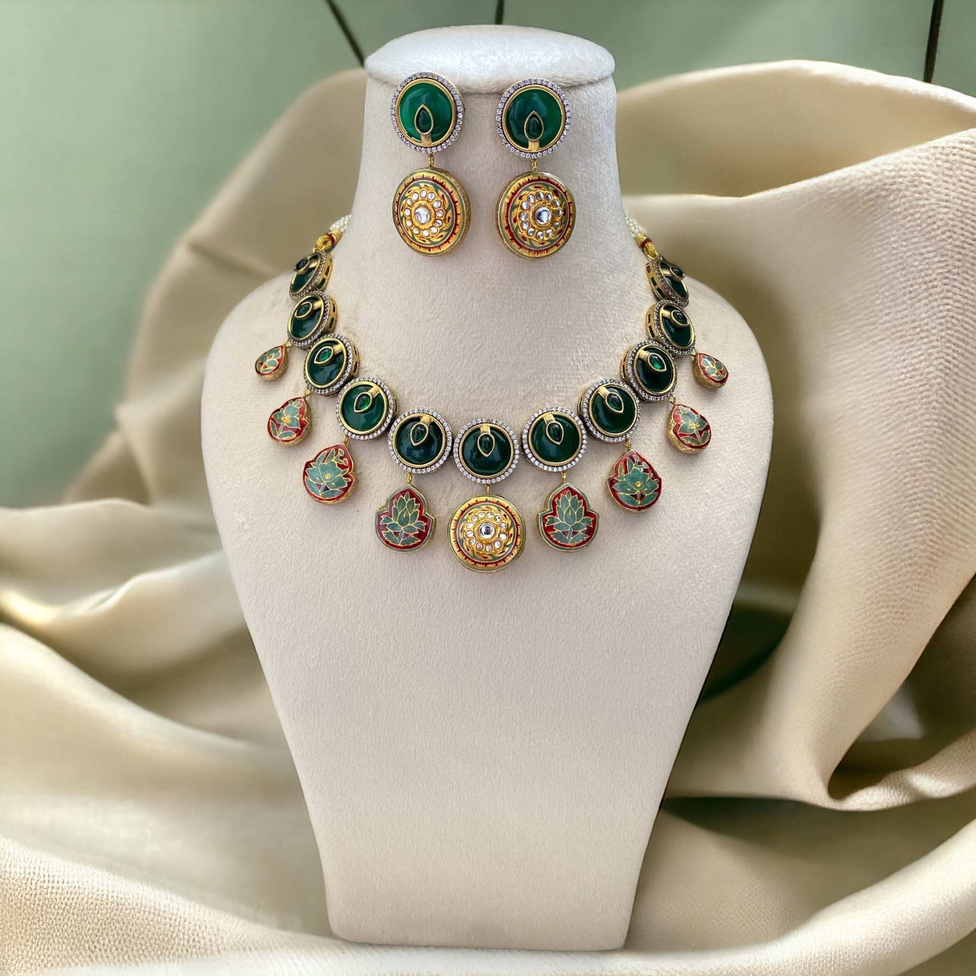 Amna Emerald Green Fusion
Necklace Set - Pirohee by parul sharma