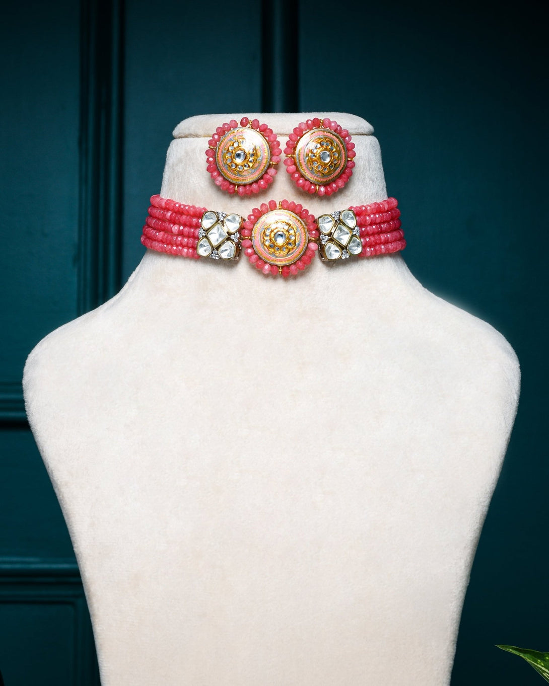 Asma Magenta Fusion Necklace Set - Pirohee by parul sharma