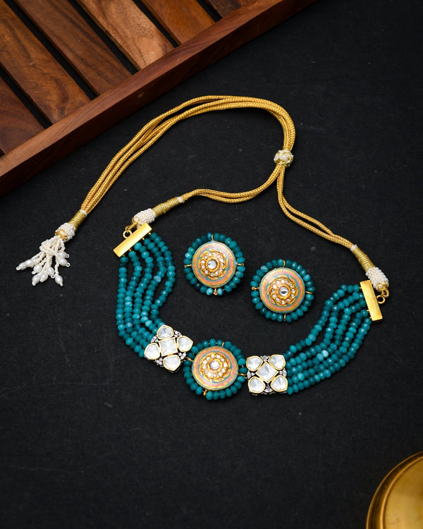 Asma Turquoise Fusion Necklace Set - Pirohee by parul sharma