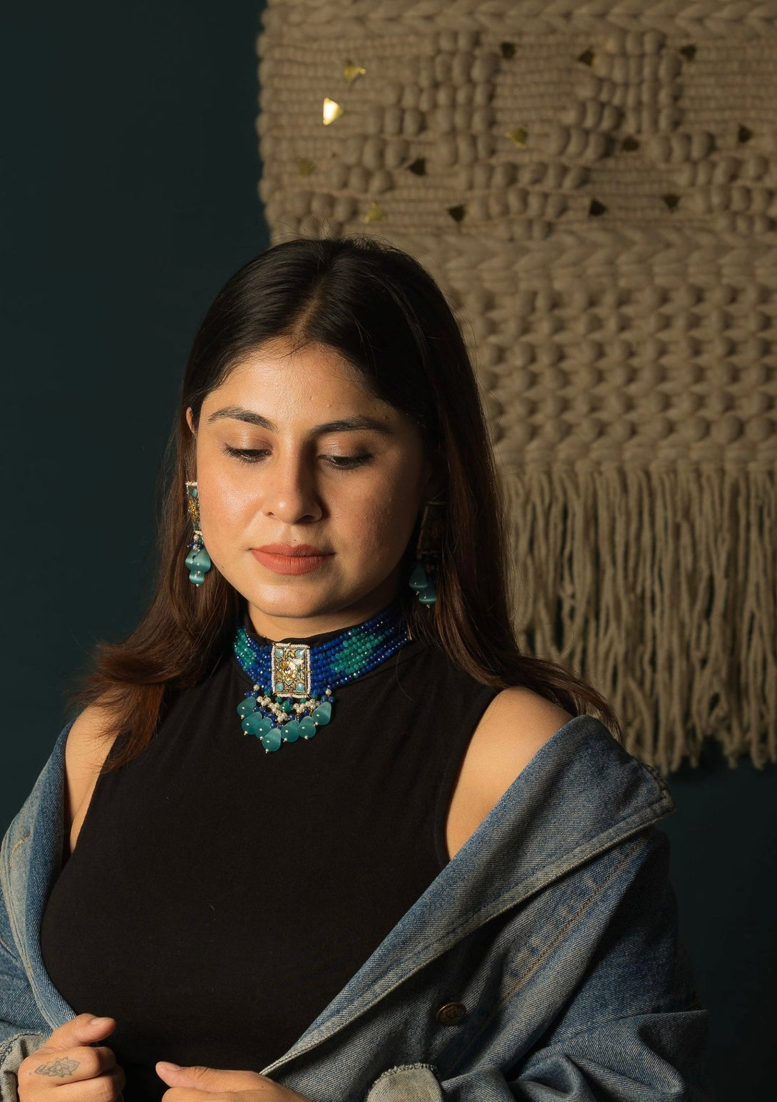 Breathtaking Turquoise Meenakari Necklace Set - Pirohee by parul sharma