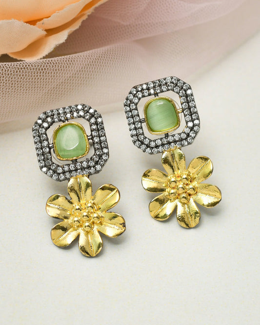 Elegant Mint Green Zirconia Earrings - Pirohee by parul sharma