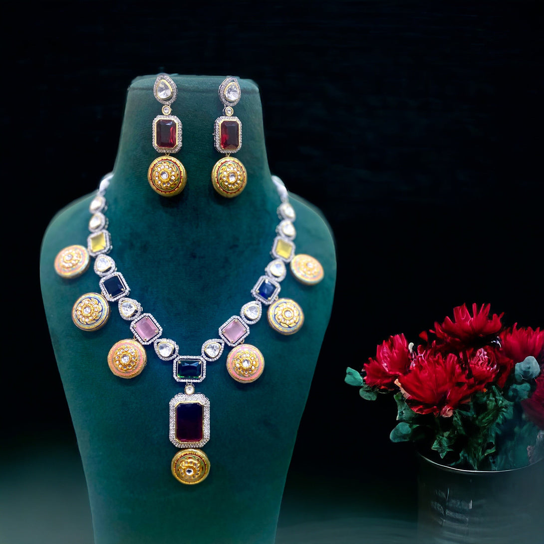 Elia Multicolour Fusion Necklace Set - Pirohee by parul sharma