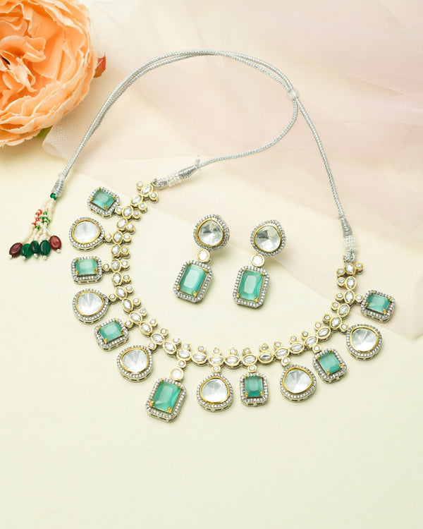 Elite Turquoise AD Necklace Set - Pirohee by parul sharma