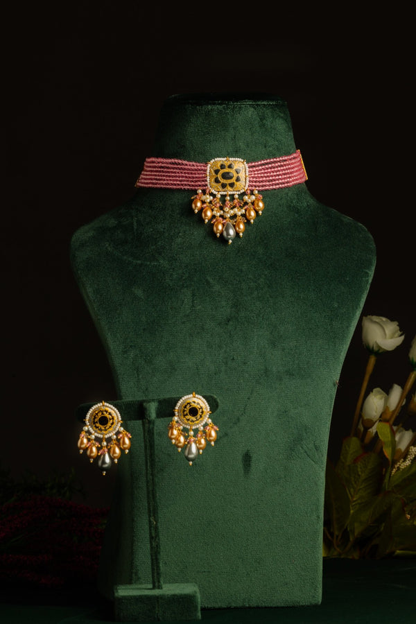 Enticing Carnation Pink Necklace Set - Pirohee by parul sharma