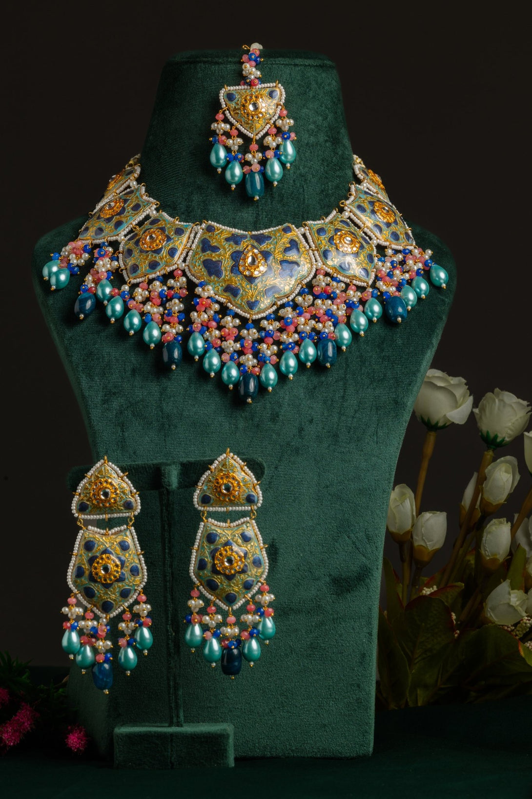 Mahjabeen Royal Blue Bridal Set With Tika - Pirohee by parul sharma