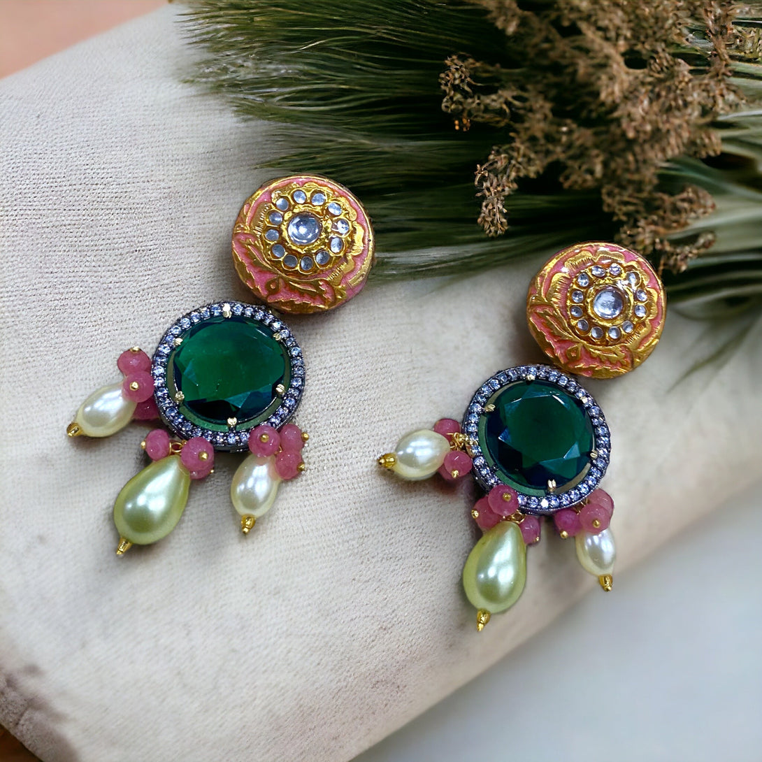 Meher Peach Fusion Necklace Set - Pirohee by parul sharma