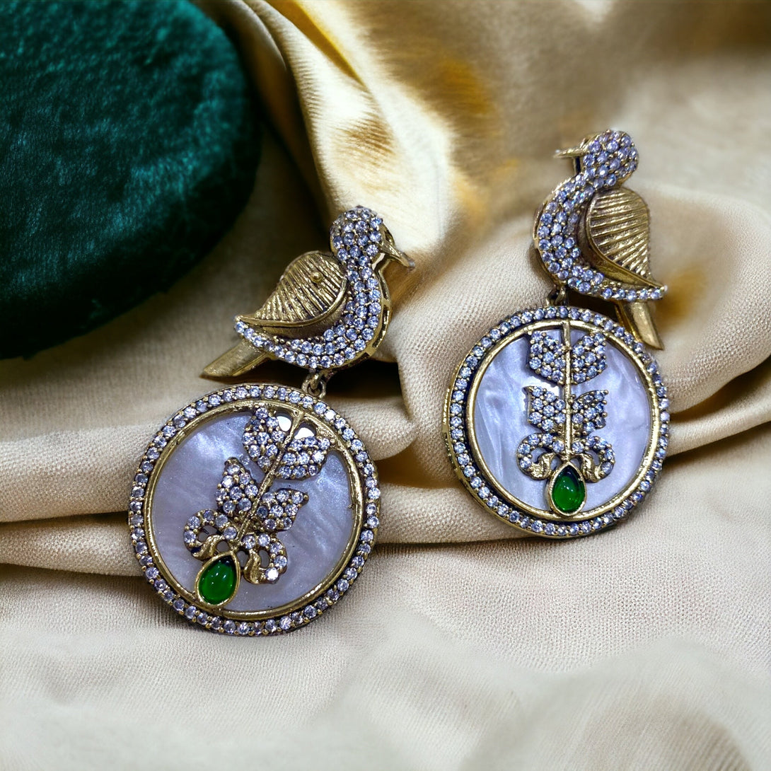 Miah Green Mother Of Pearl Earrings - Pirohee by parul sharma