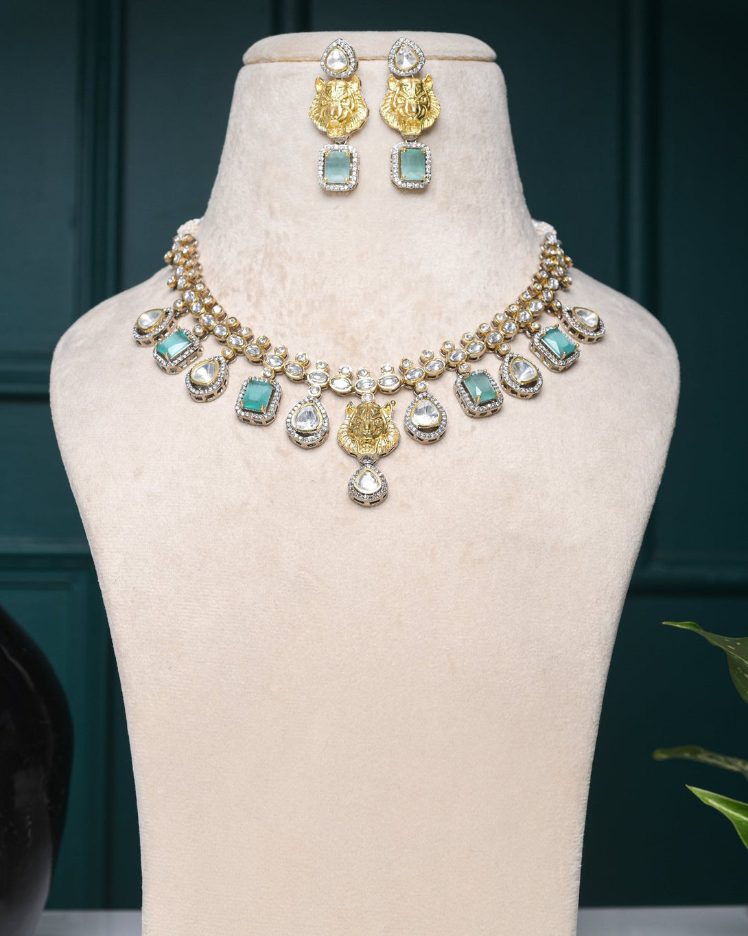 Mint Green Radiance : AD Necklace Set - Pirohee by parul sharma