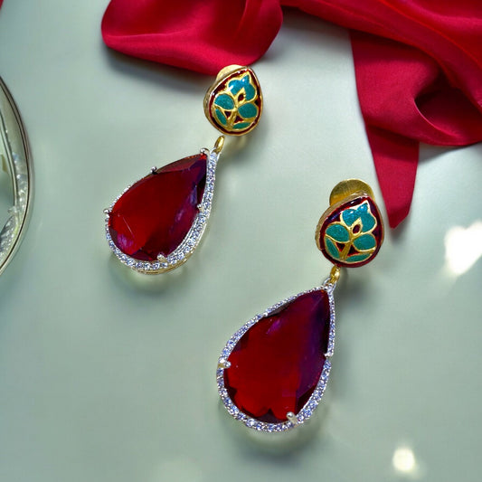 Mira Fusion Red Earrings - Pirohee by parul sharma