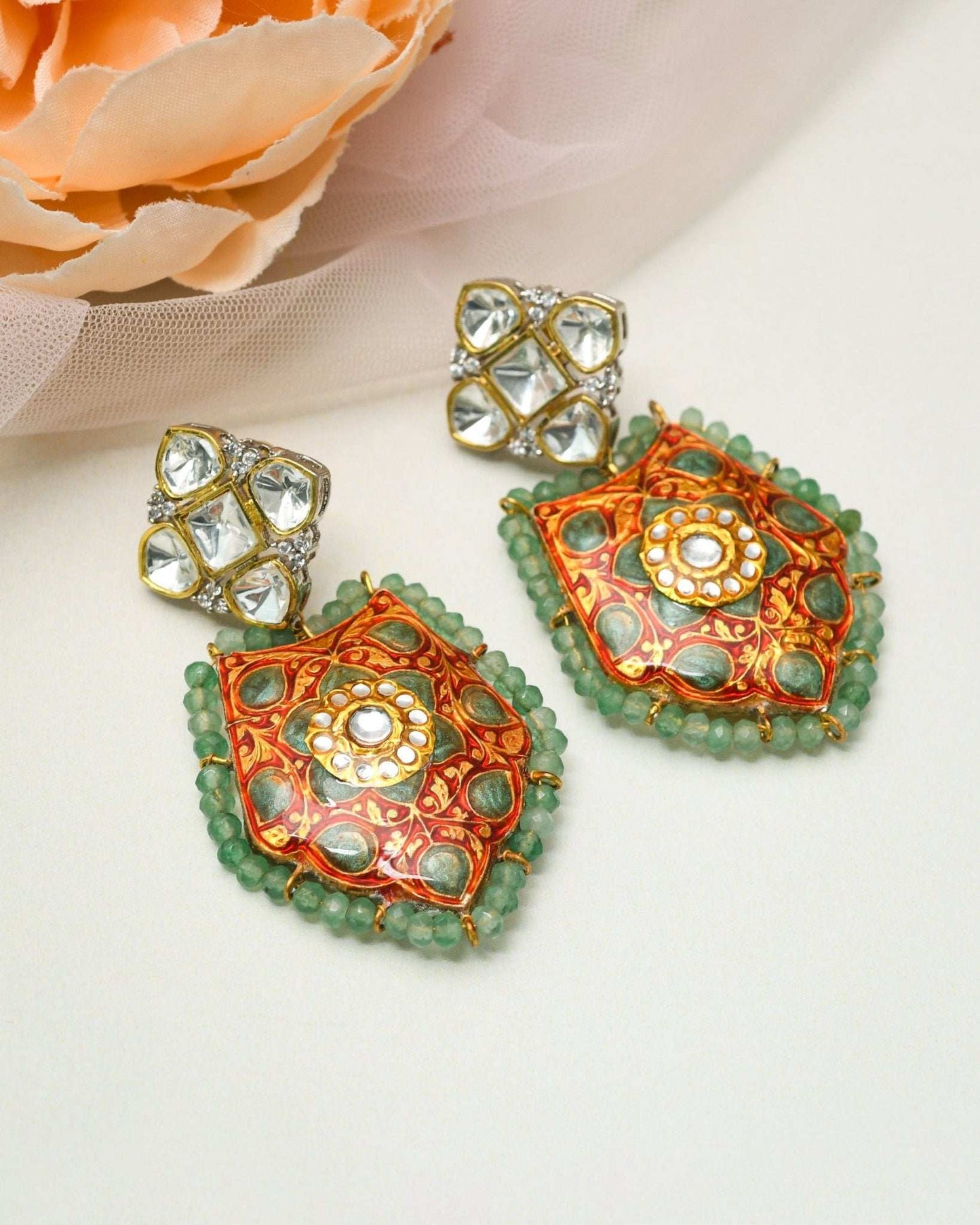 Mirha Aquamarine Fusion Earrings - Pirohee by parul sharma