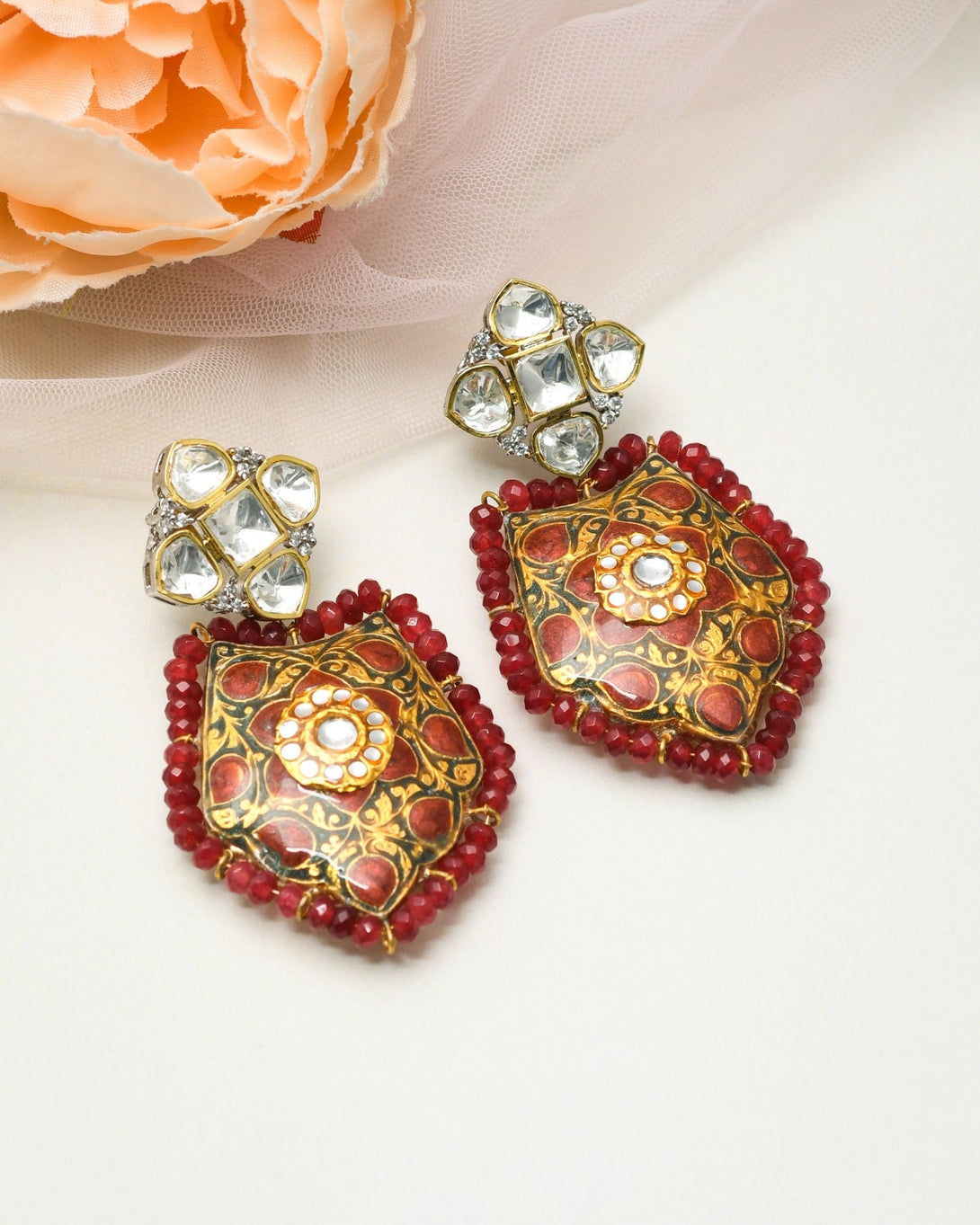 Mirha Maroon Fusion Earrings - Pirohee by parul sharma