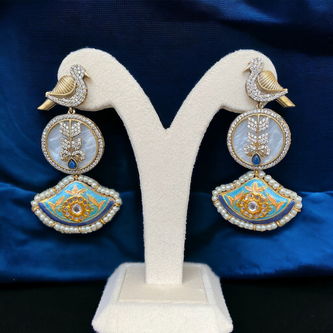 Nargis Fusion Blue Earrings - Pirohee by parul sharma