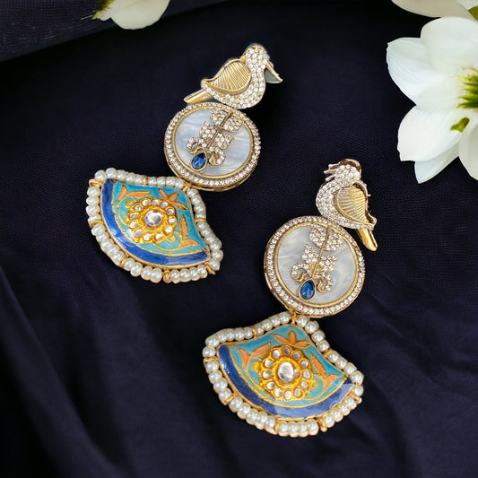 Nargis Fusion Blue Earrings - Pirohee by parul sharma