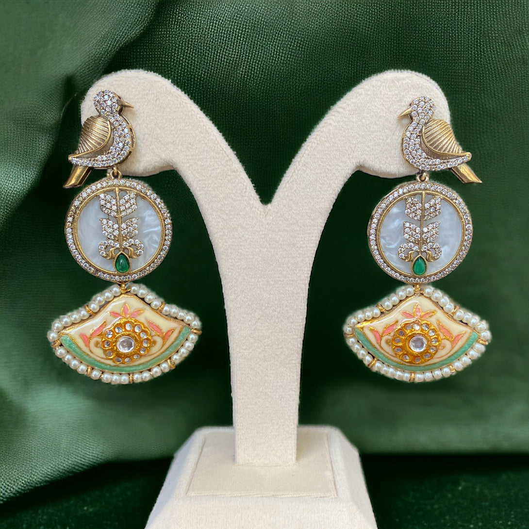 Nargis Green Fusion Earrings - Pirohee by parul sharma