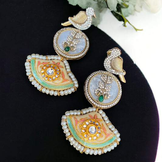 Nargis Green Fusion Earrings - Pirohee by parul sharma