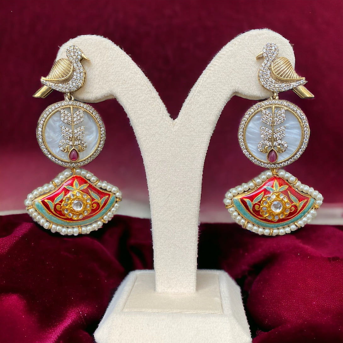 Nargis Red Fusion Earrings - Pirohee by parul sharma