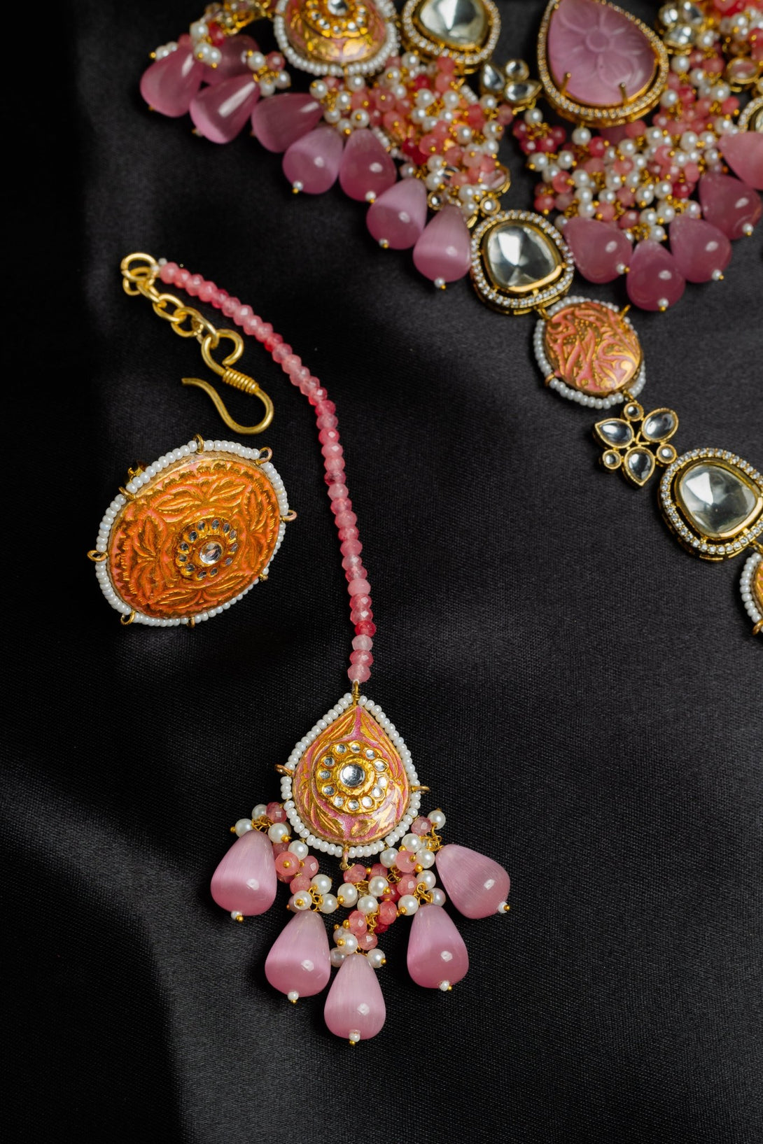 Nazaakat Lotus Pink Bridal Necklace Set - Pirohee by parul sharma