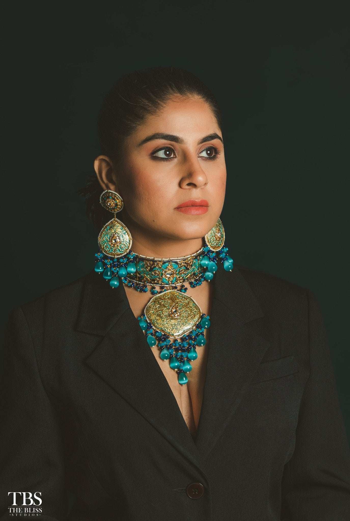 Noor Royal Blue Choker Style Meenakari Set - Pirohee by parul sharma