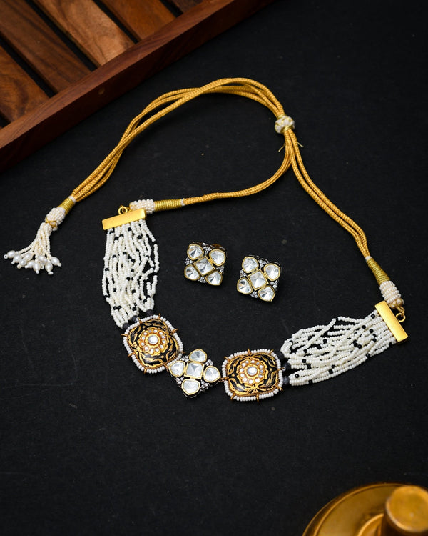 Noura Black Fusion Necklace Set - Pirohee by parul sharma