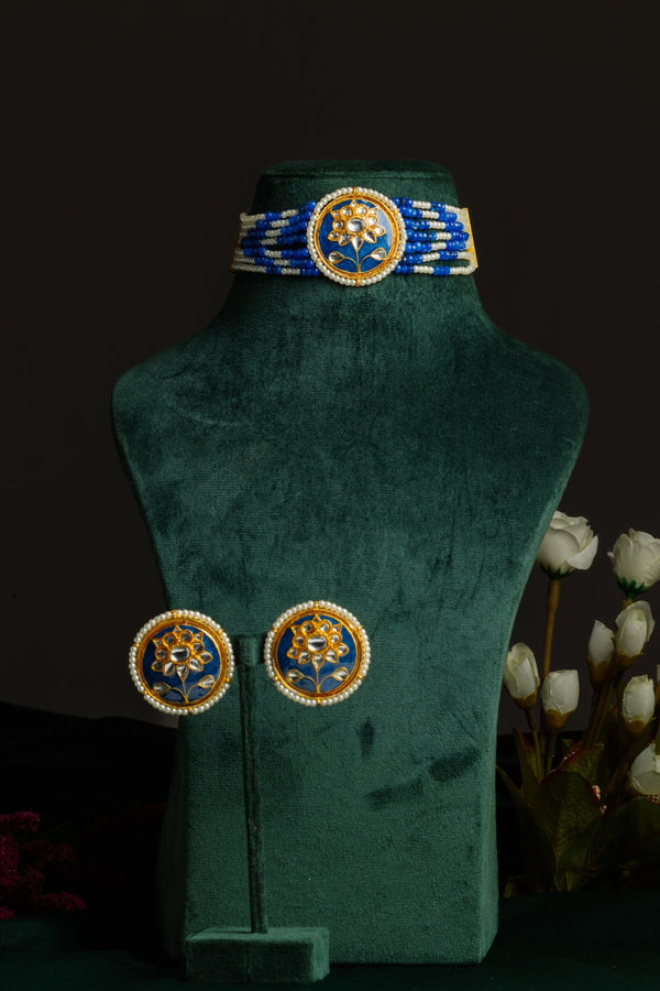 Radiant Royal Blue Choker Set - Pirohee by parul sharma