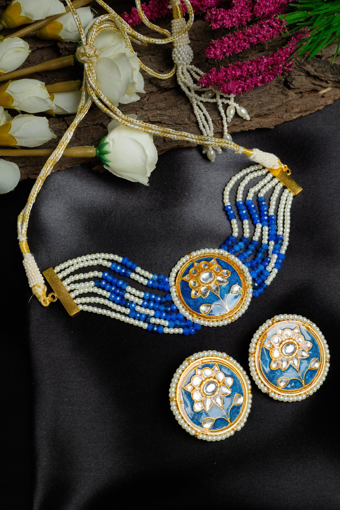 Radiant Royal Blue Choker Set - Pirohee by parul sharma