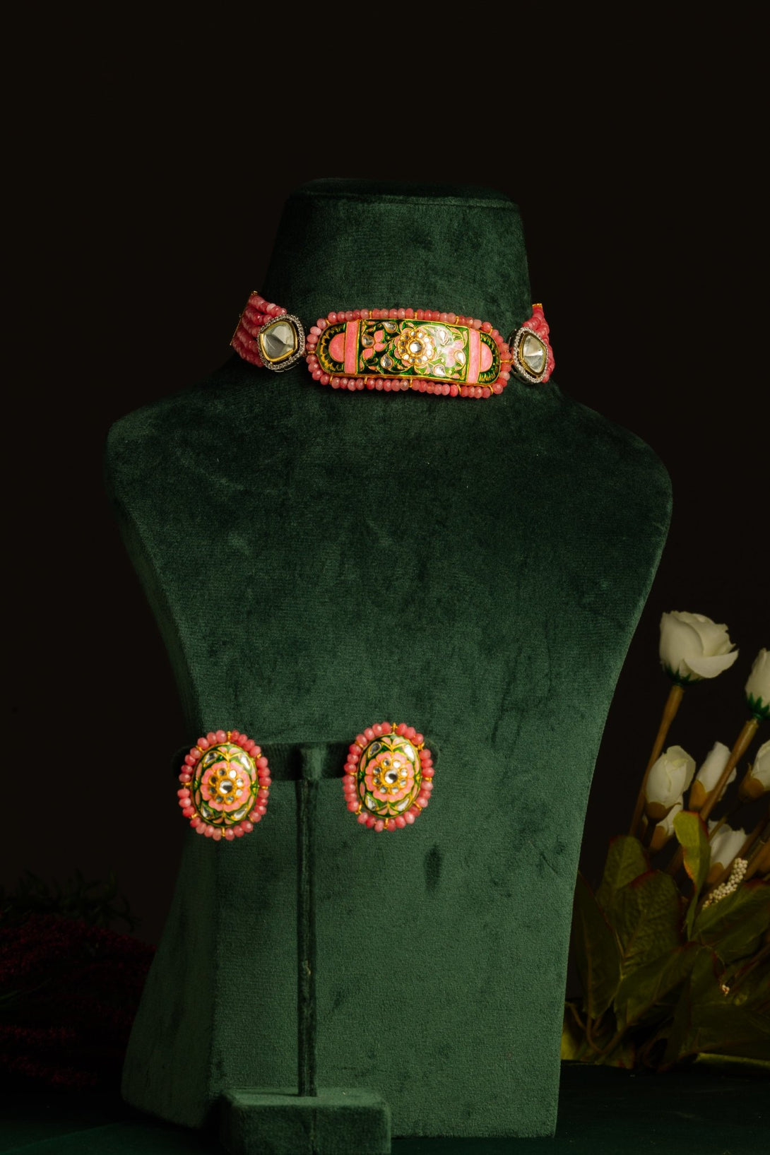 Ravishing Emerald Green Polki Choker Set - Pirohee by parul sharma